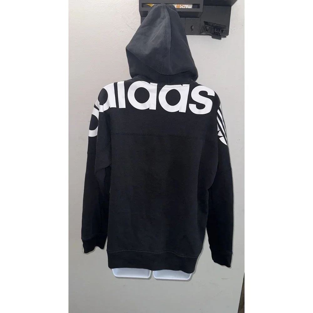 Adidas Originals Mens Hoodie Black White Big Logo Trefoil Pullover Small S